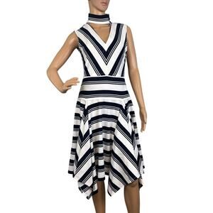 Derek Lam 10 Crosby Striped Dress  Mitered Stretch Jersey Size S Designer Modern